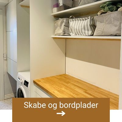 Renovering af bolig med nye skabe og bordplader